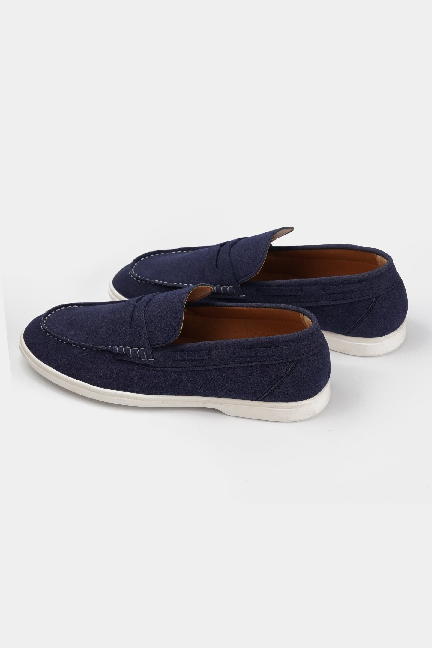Penny Suede Loafers - Navy Blue - Mendeez