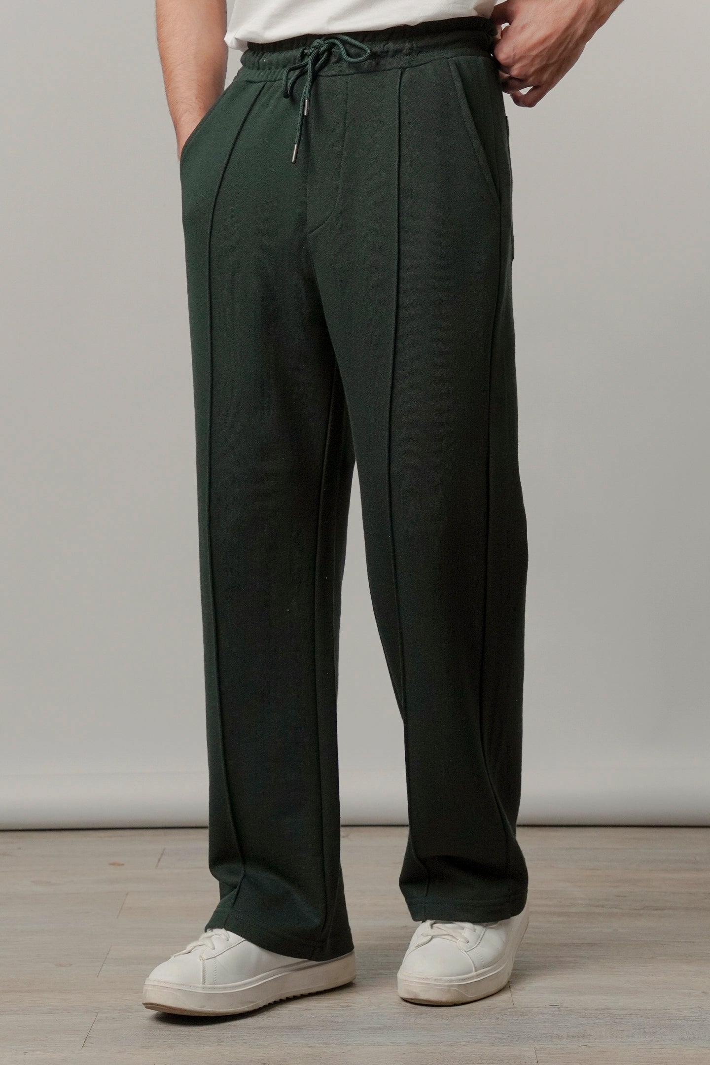 Pintex Jogger Pants - Bottle Green - Mendeez