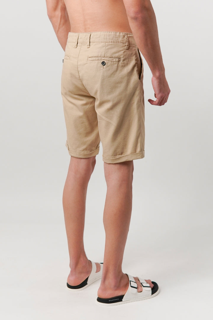 Linen Blend Shorts - Beige - Mendeez