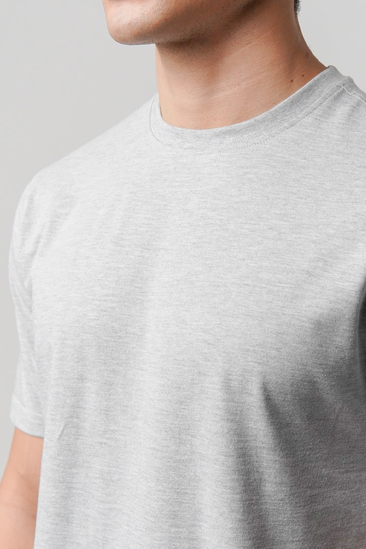 Regular Fit Crew Neck T-Shirt - Heather Grey - Mendeez