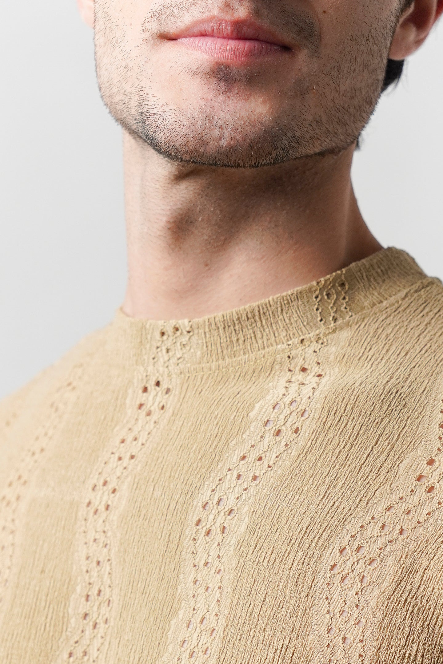 Textured Oversized T-Shirt - Sand Brown - Mendeez
