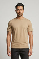 Crew Neck T-Shirt - Beige - Mendeez