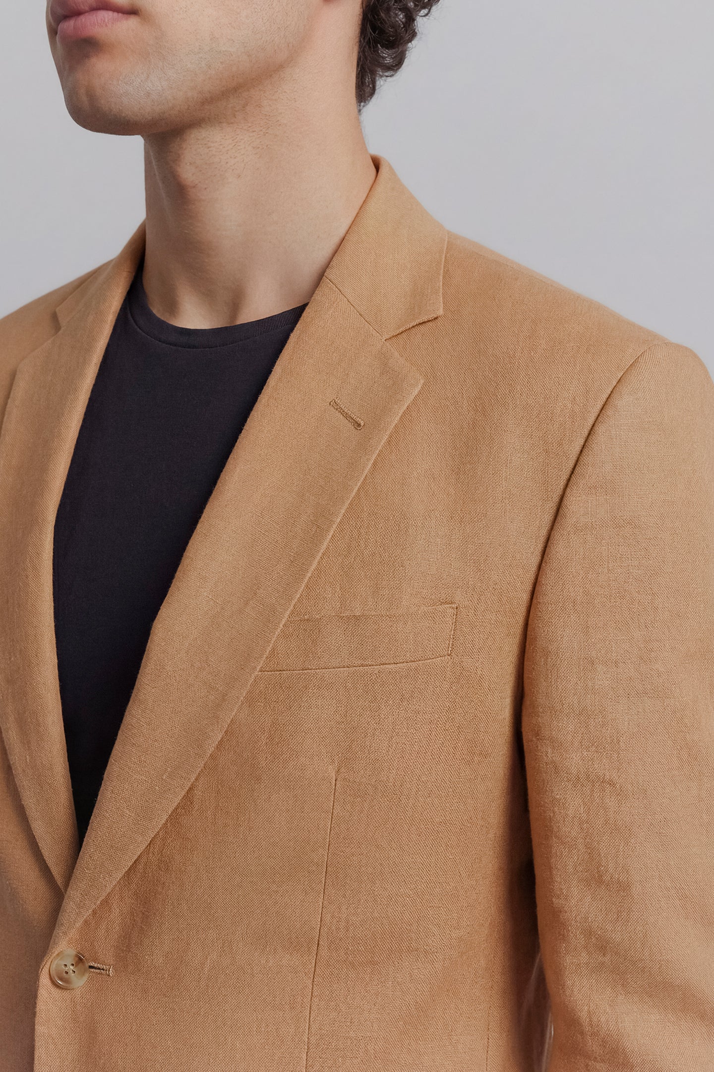 Linen Blazer - Brown - Mendeez