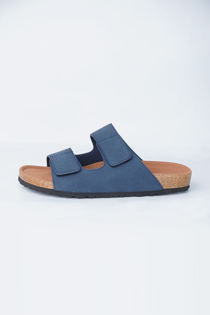 Two-Strap Velcro Slides - Navy Blue - Mendeez