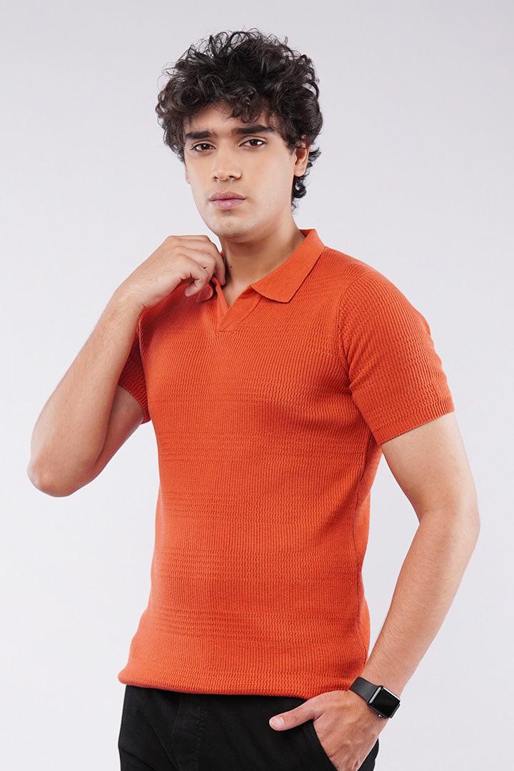 Johnny Collar Polo Shirt - Orange - Mendeez