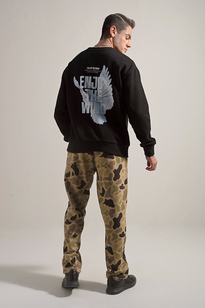Oversized Graphic Sweatshirt - Black - Mendeez
