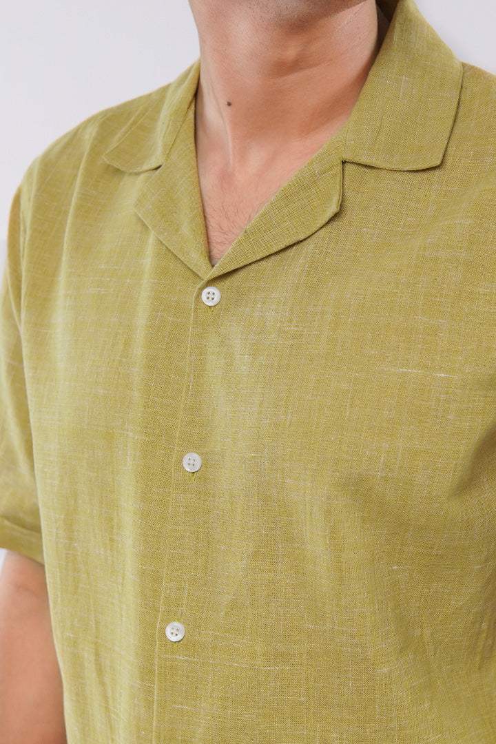 Texture Cuban Shirt - Mustard Yellow - Mendeez