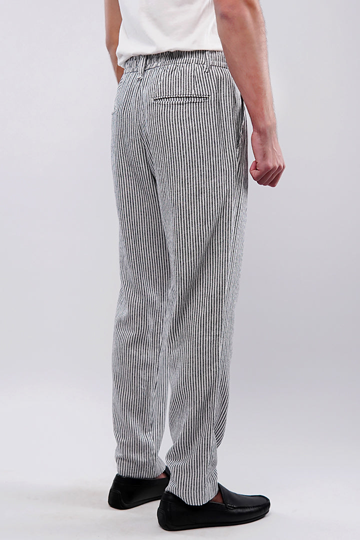 Striped Linen Pants - Black & White - Mendeez