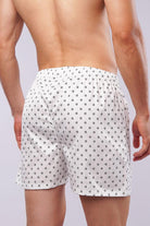 Printed Woven Boxer Shorts - White - Mendeez