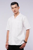 Self Checkered Cuban Shirt - White - Mendeez