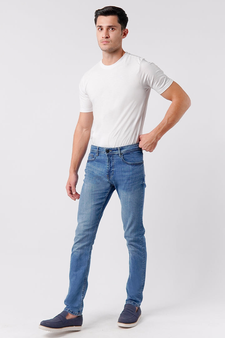 Crop Fit Denim - Medium Blue - Mendeez
