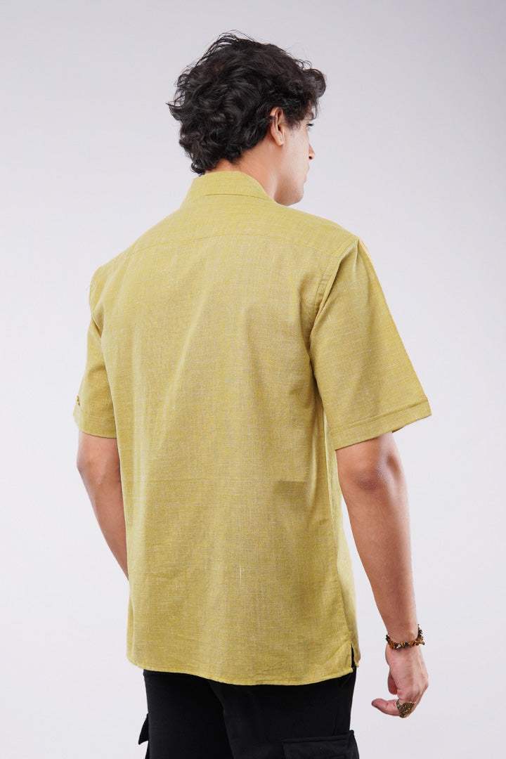 Texture Cuban Shirt - Mustard Yellow - Mendeez