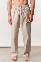 Striped Woven Pajamas - Brown & White - Mendeez