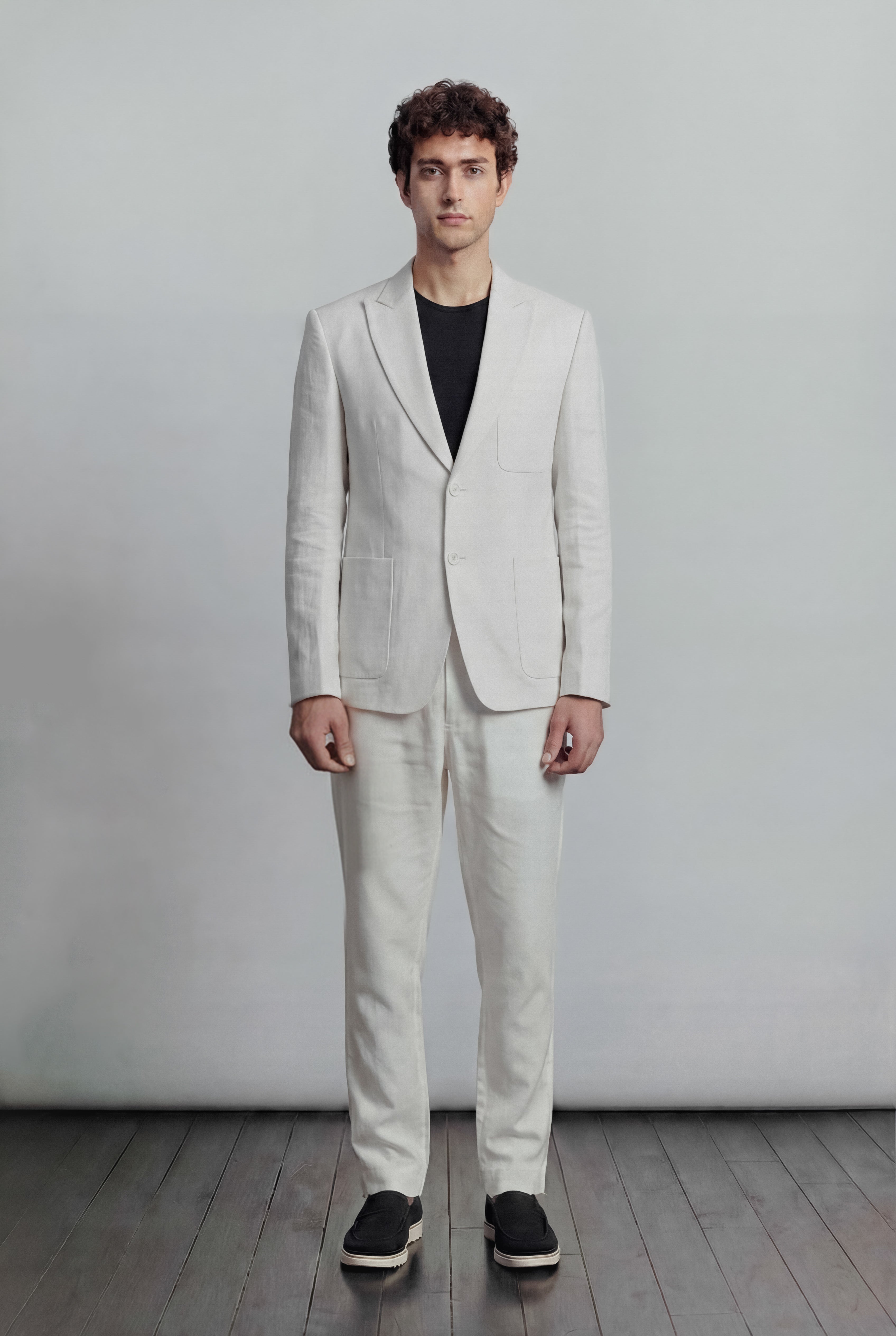 Linen Blazer - White - Mendeez