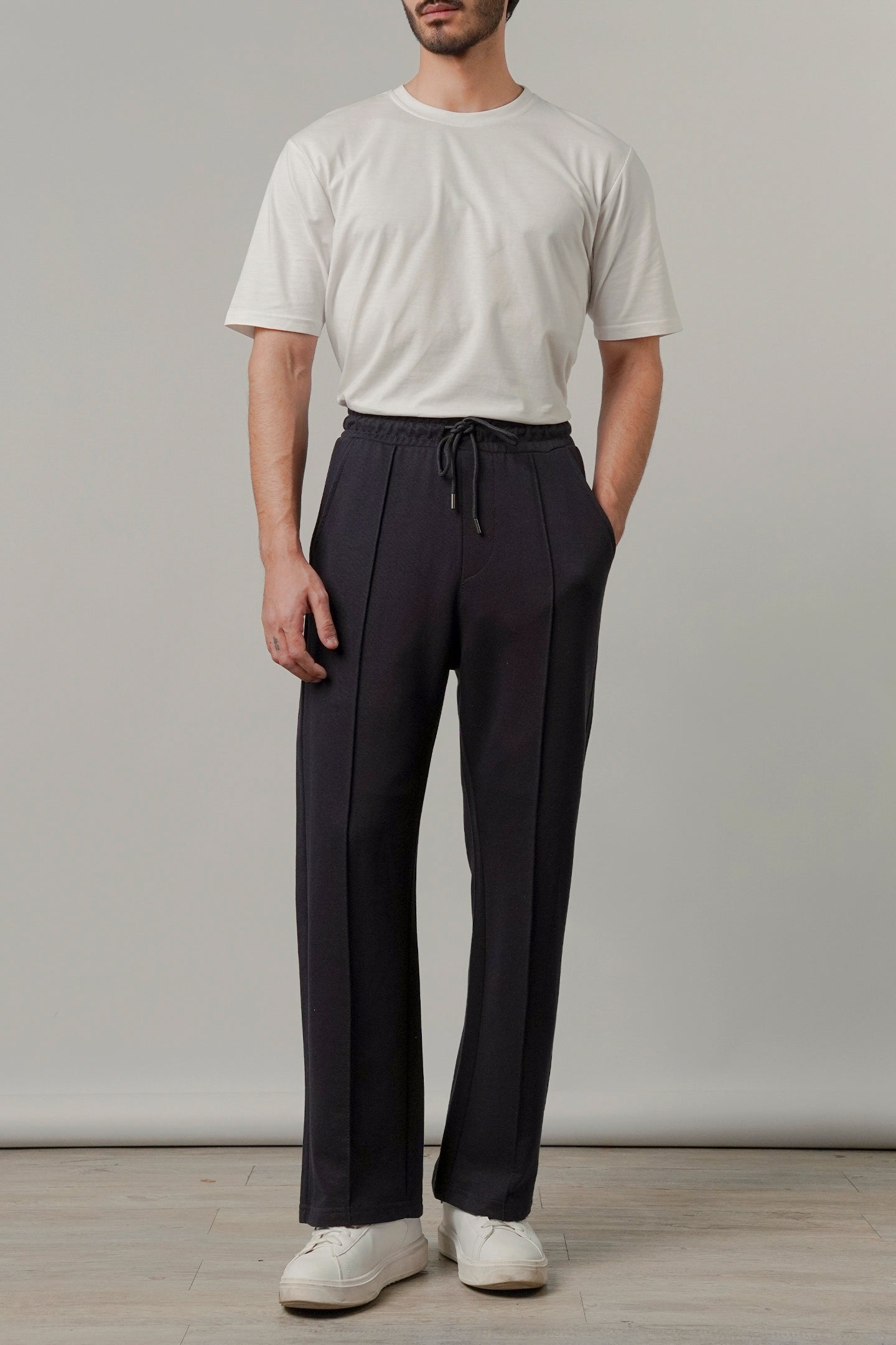 Pintex Jogger Pants - Navy Blue - Mendeez