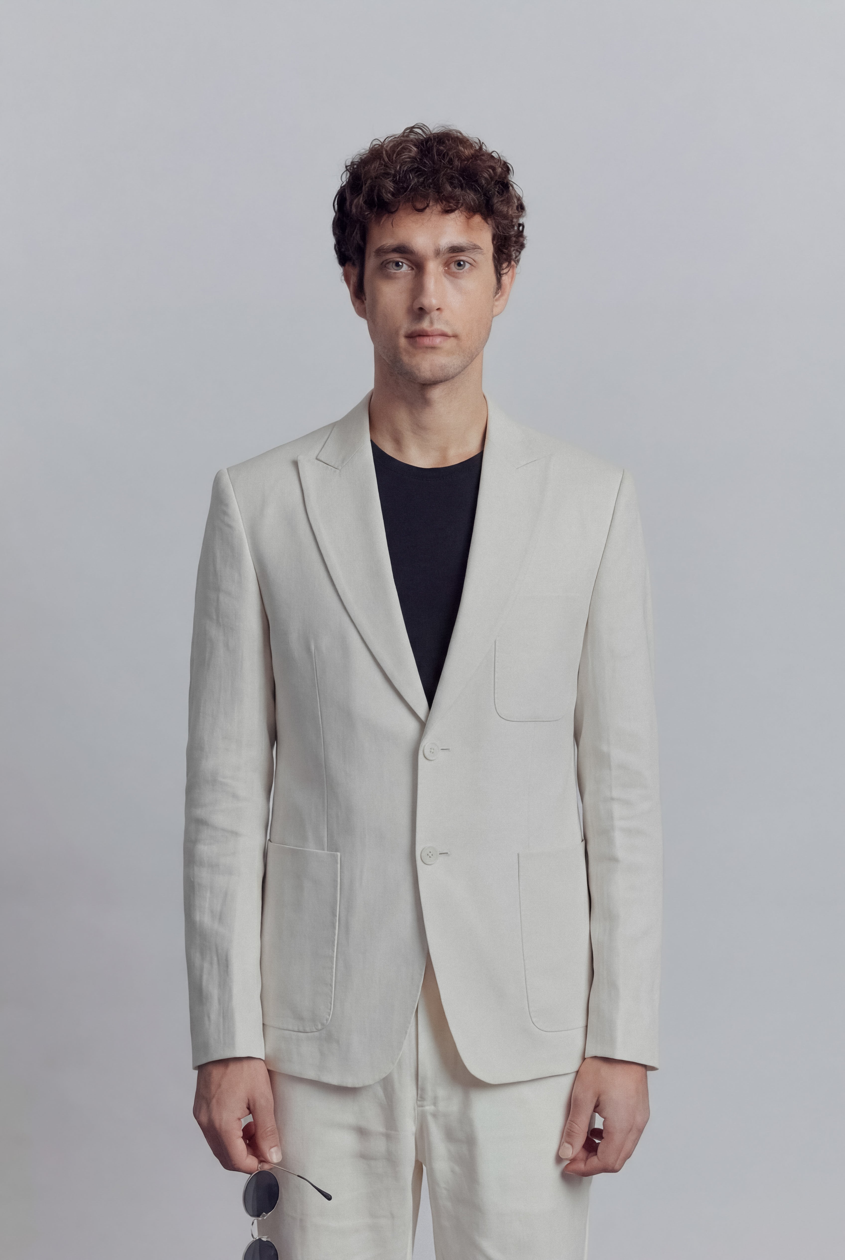 Linen Blazer - White - Mendeez