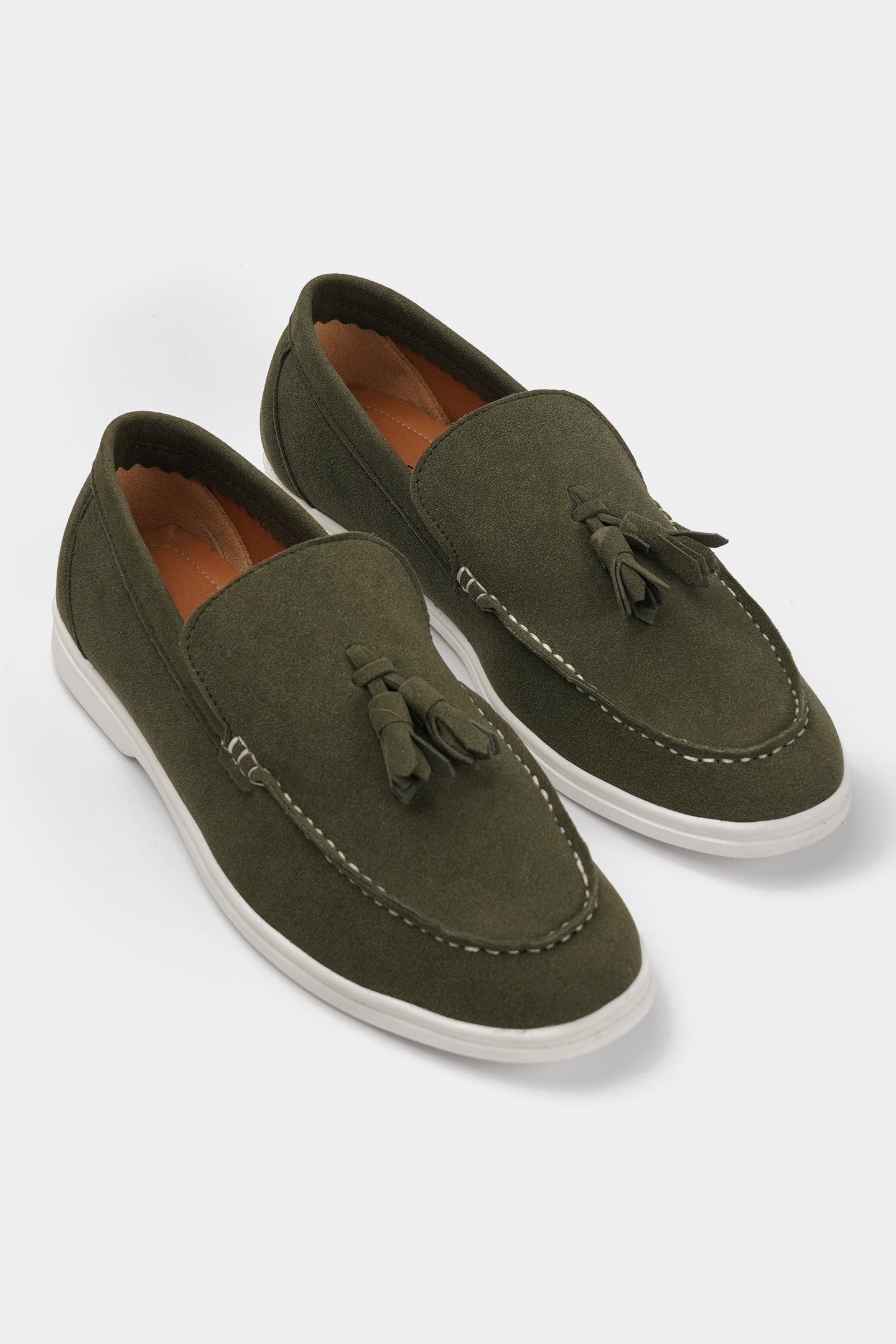 Slip On Suede Loafers - Green - Mendeez