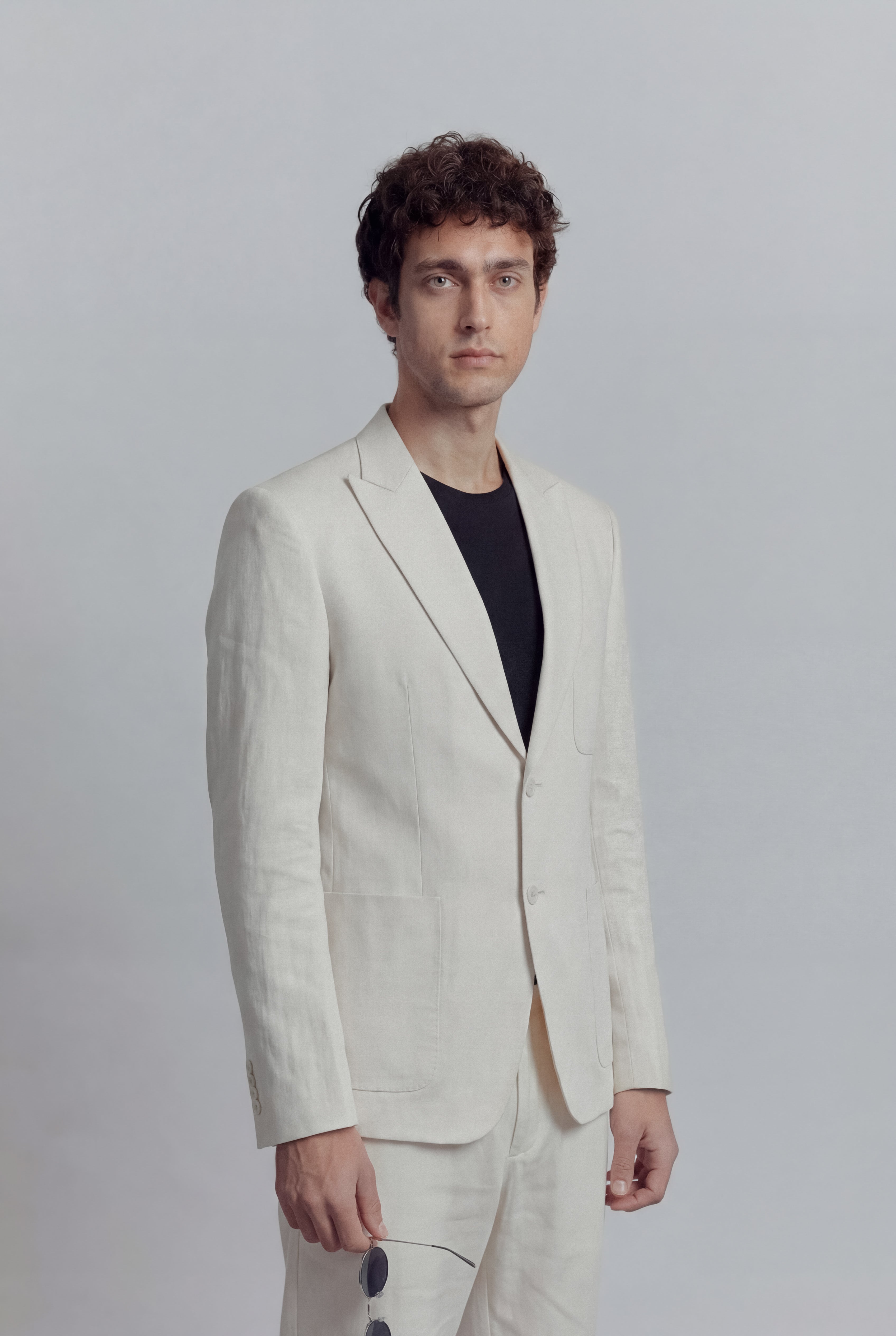 Linen Blazer - White - Mendeez