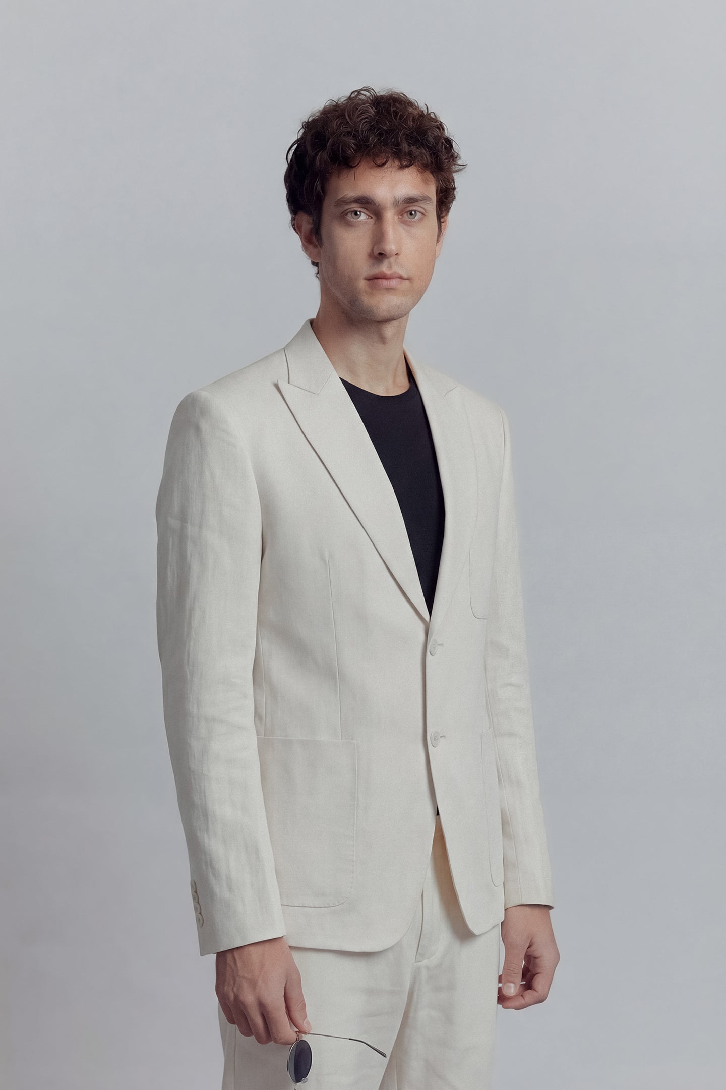 Linen Blazer - White - Mendeez