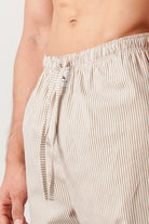Striped Woven Pajamas - Brown & White - Mendeez