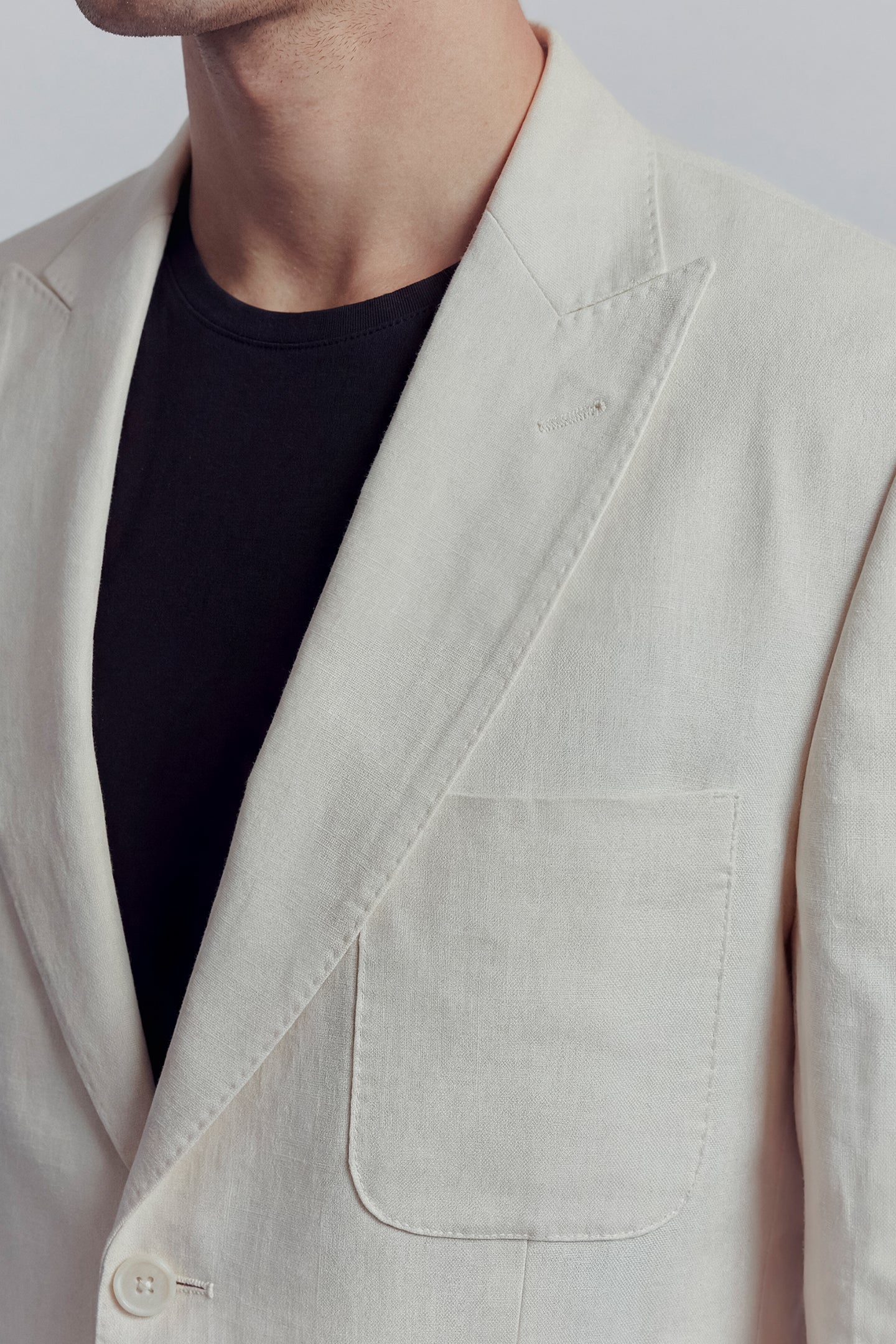 Linen Blazer - White - Mendeez