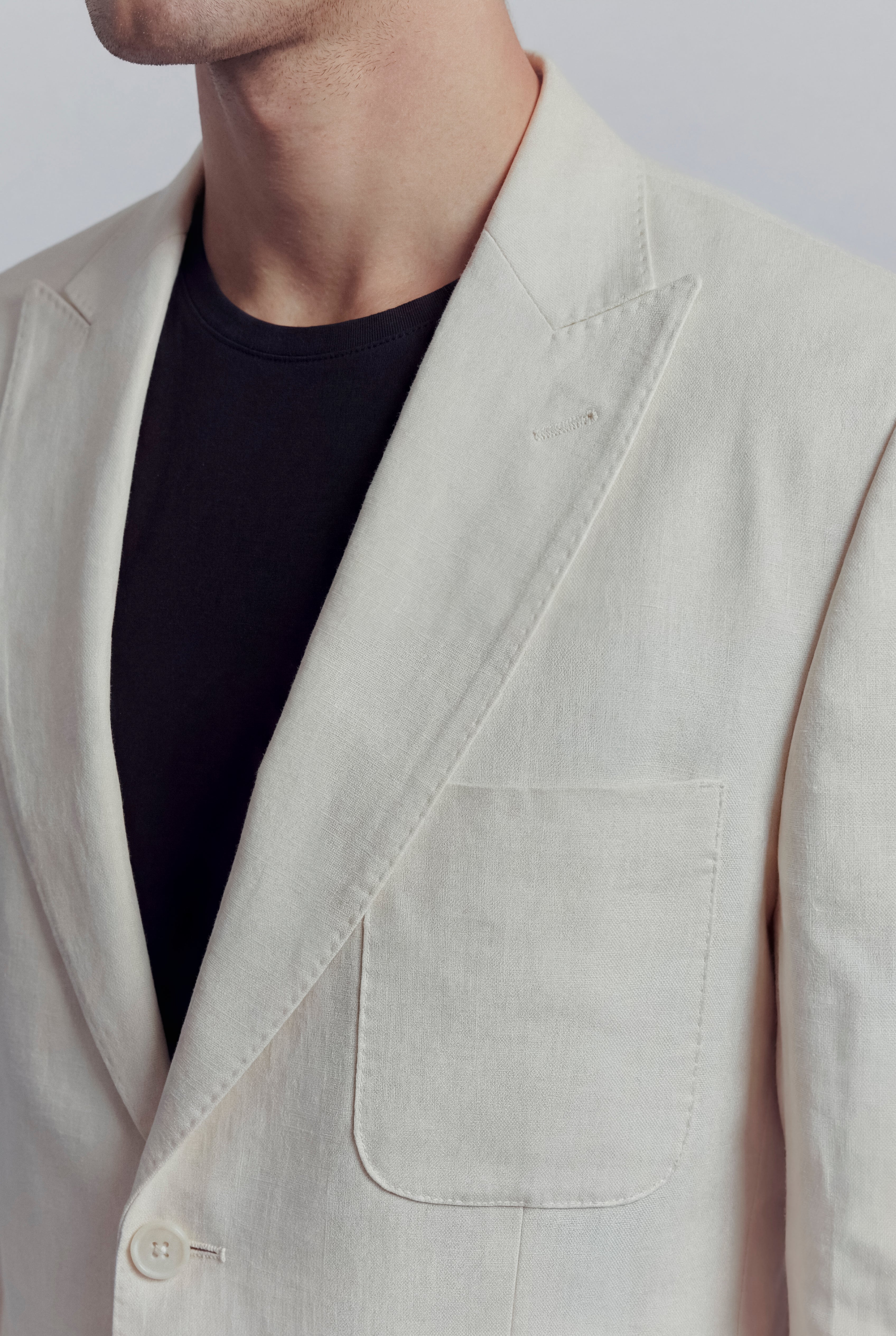 Linen Blazer - White - Mendeez