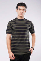 Striped T-Shirt - Green & Black - Mendeez