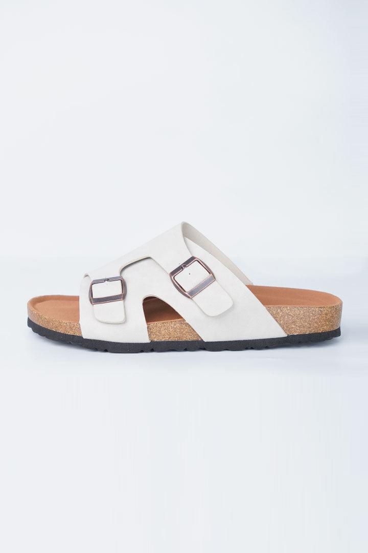 Buckle Slides - Off White - Mendeez