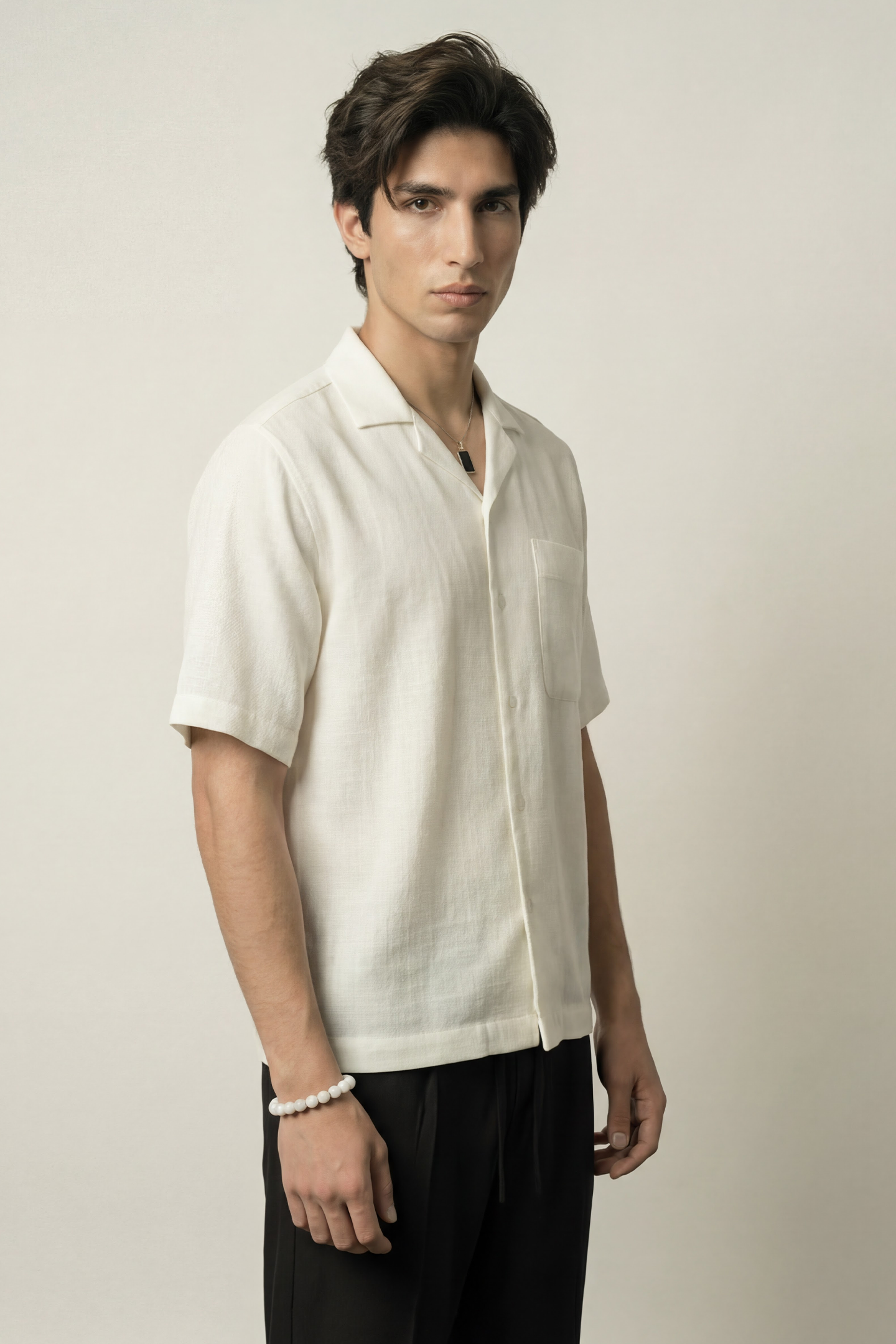 Oversized Cuban Shirt - White - Mendeez