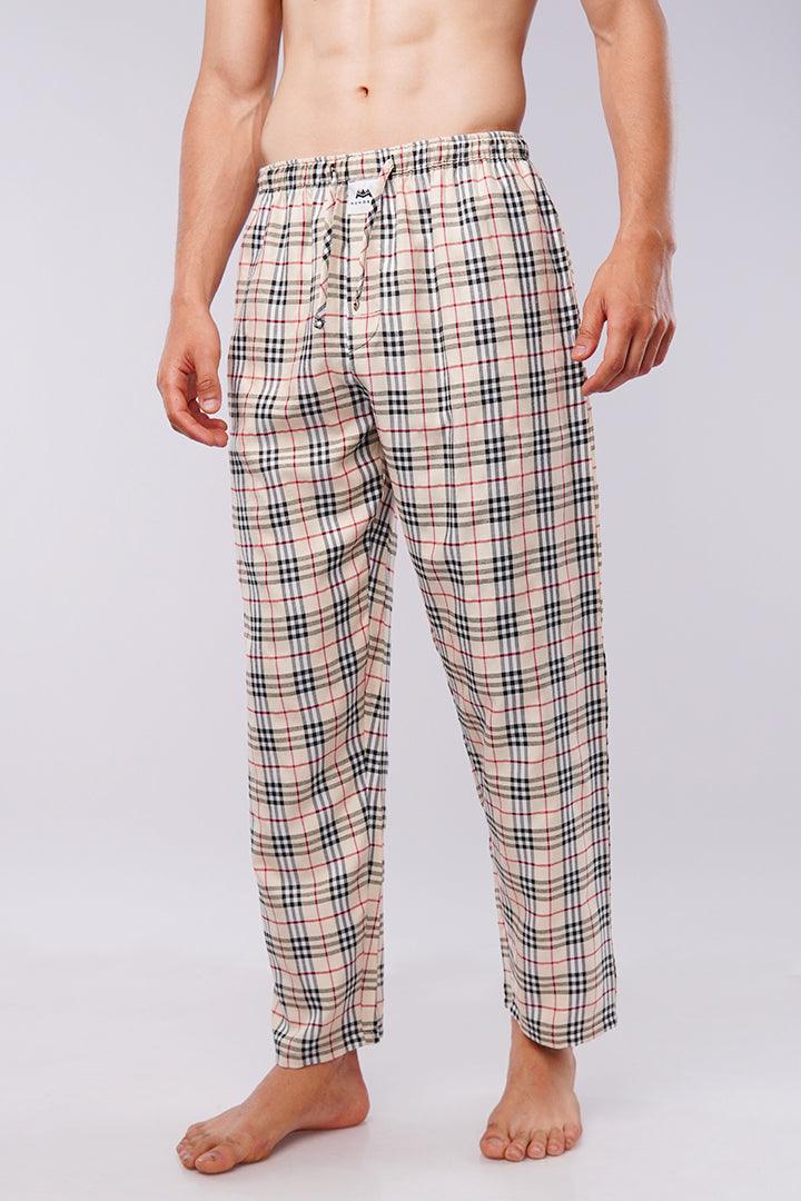 Check Woven Pajamas - Cream - Mendeez