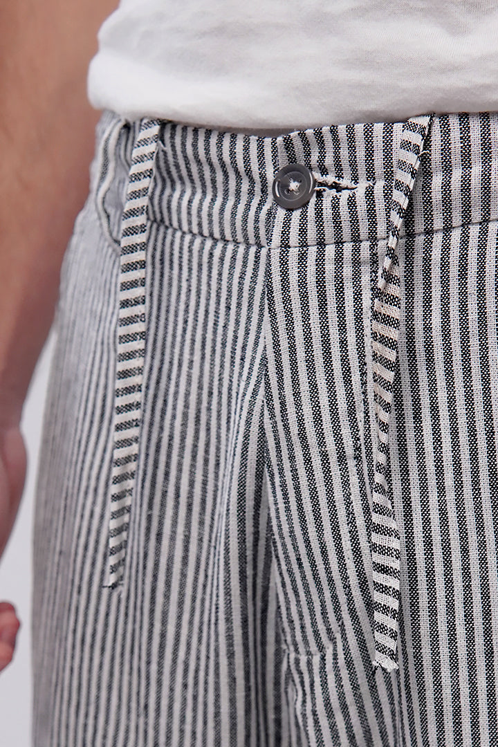 Striped Linen Pants - Black & White - Mendeez