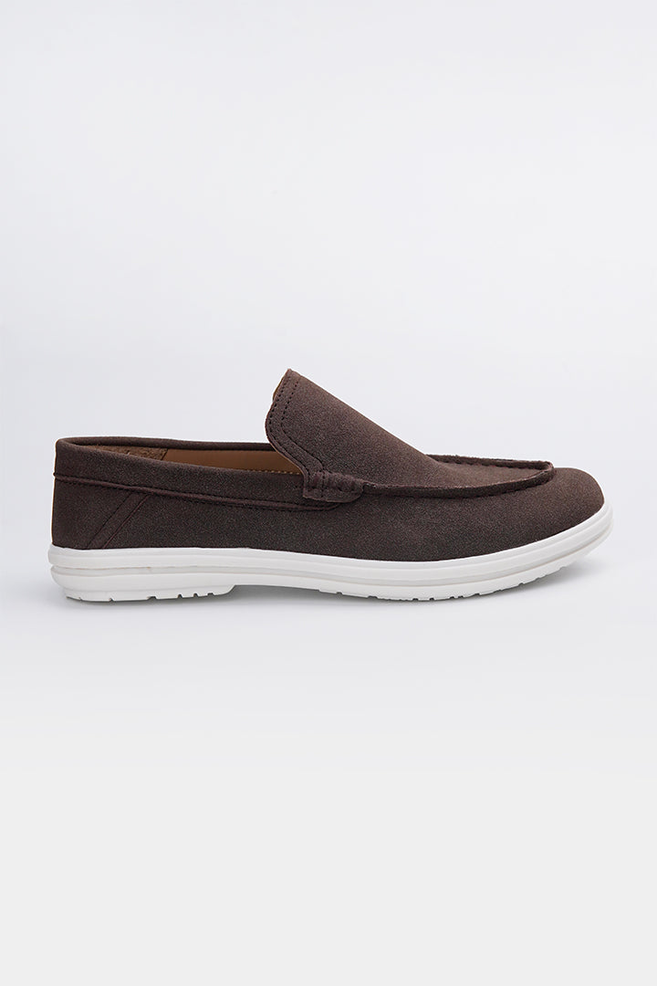 Slip On Suede Loafers - Dark Brown - Mendeez
