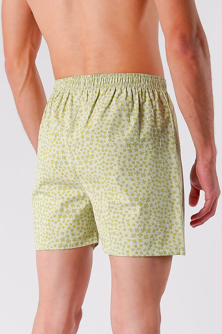 Printed Woven Boxer Shorts - Sage Green - Mendeez