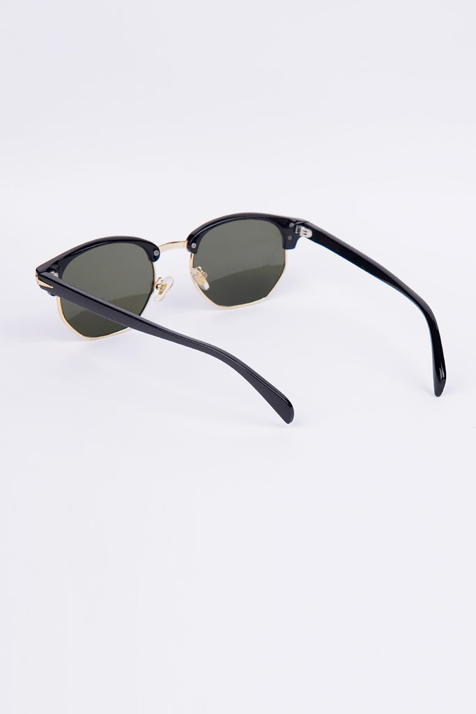 Half Rim Round Sunglasses - Green - Mendeez