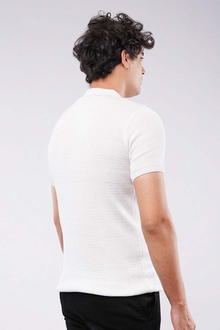 Johnny Collar Polo Shirt - White - Mendeez