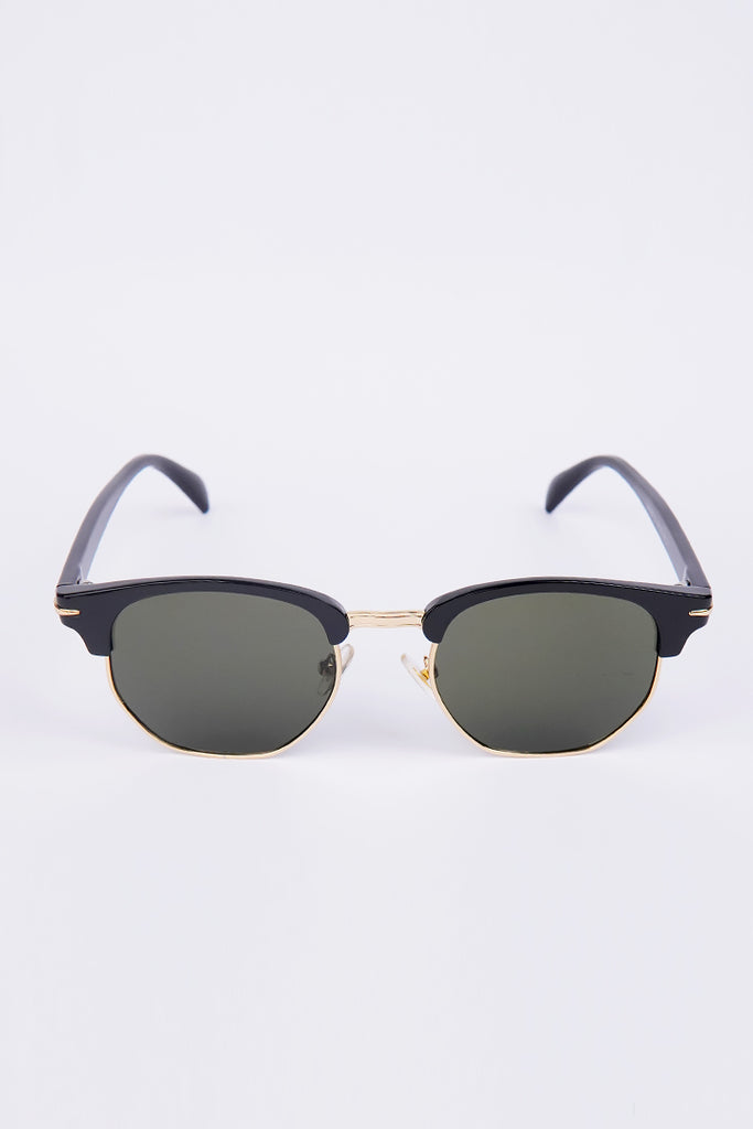 Half Rim Round Sunglasses - Green - Mendeez
