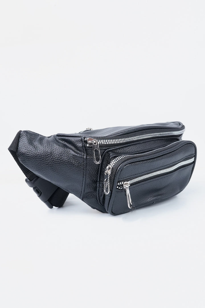 Pebble Leather Waist Bag - Black-2-MENDEEZ