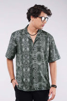 Python Printed Cuban Shirt - Green - Mendeez