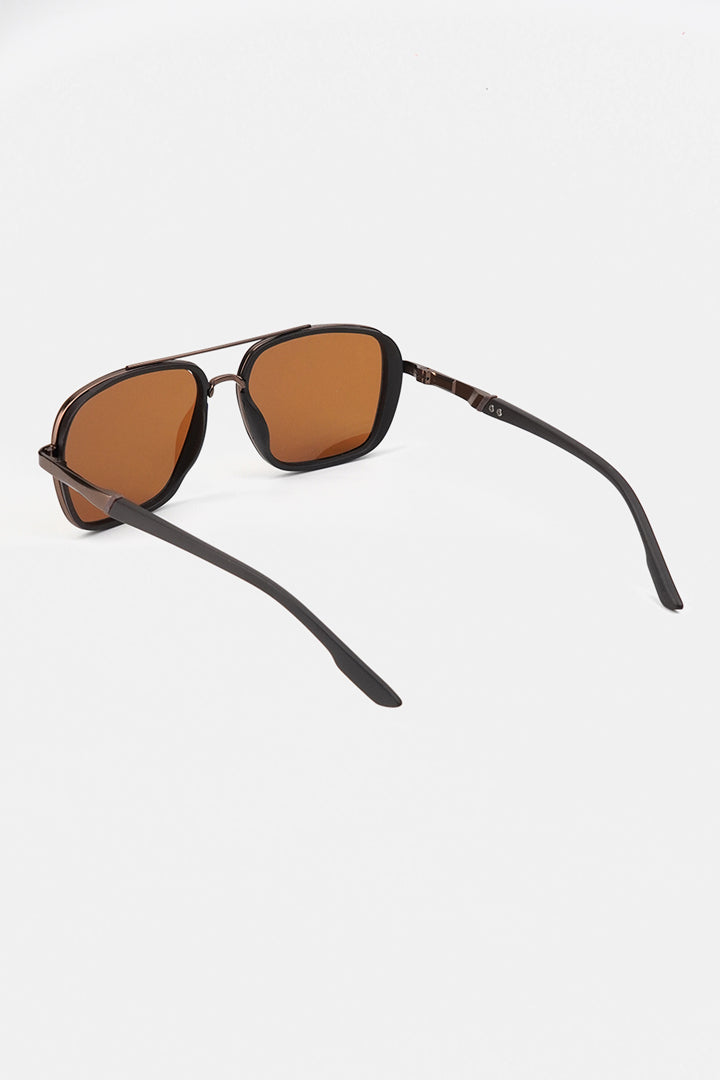 Double Bridge Square Sunglasses - Brown - Mendeez