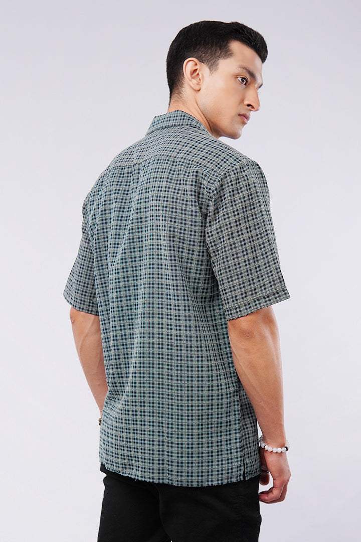 Checkered Cuban Shirt - Sage & Black - Mendeez