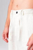 Straight Fit Linen Pants - White - Mendeez