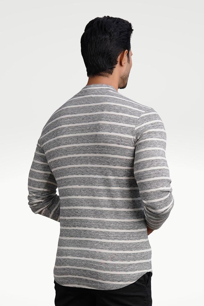 Urban Granite Mock Neck Striped Sweatshirt - Mendeez PK 