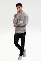 Urban Granite Mock Neck Striped Sweatshirt - Mendeez PK 