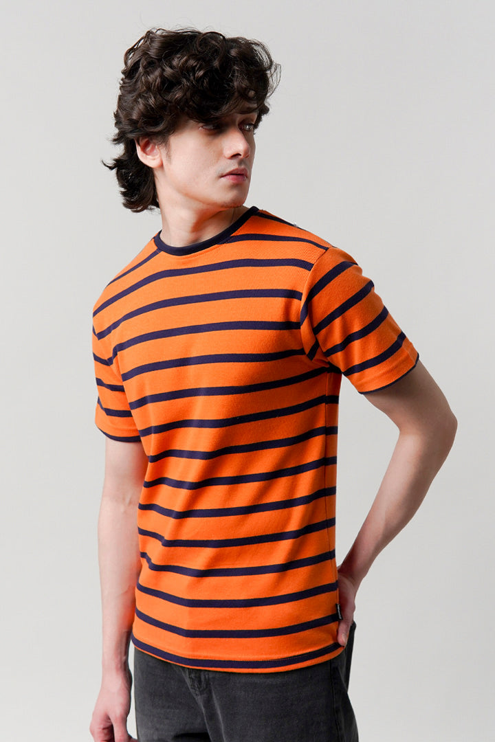 Striped T-Shirt - Orange - Mendeez