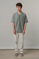Textured Cuban Shirt - Sage Green - Mendeez