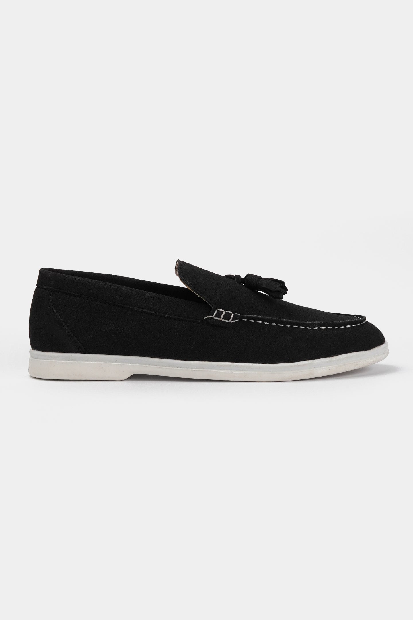 Slip On Suede Loafers - Black - Mendeez