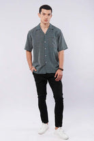 Checkered Cuban Shirt - Sage & Black - Mendeez