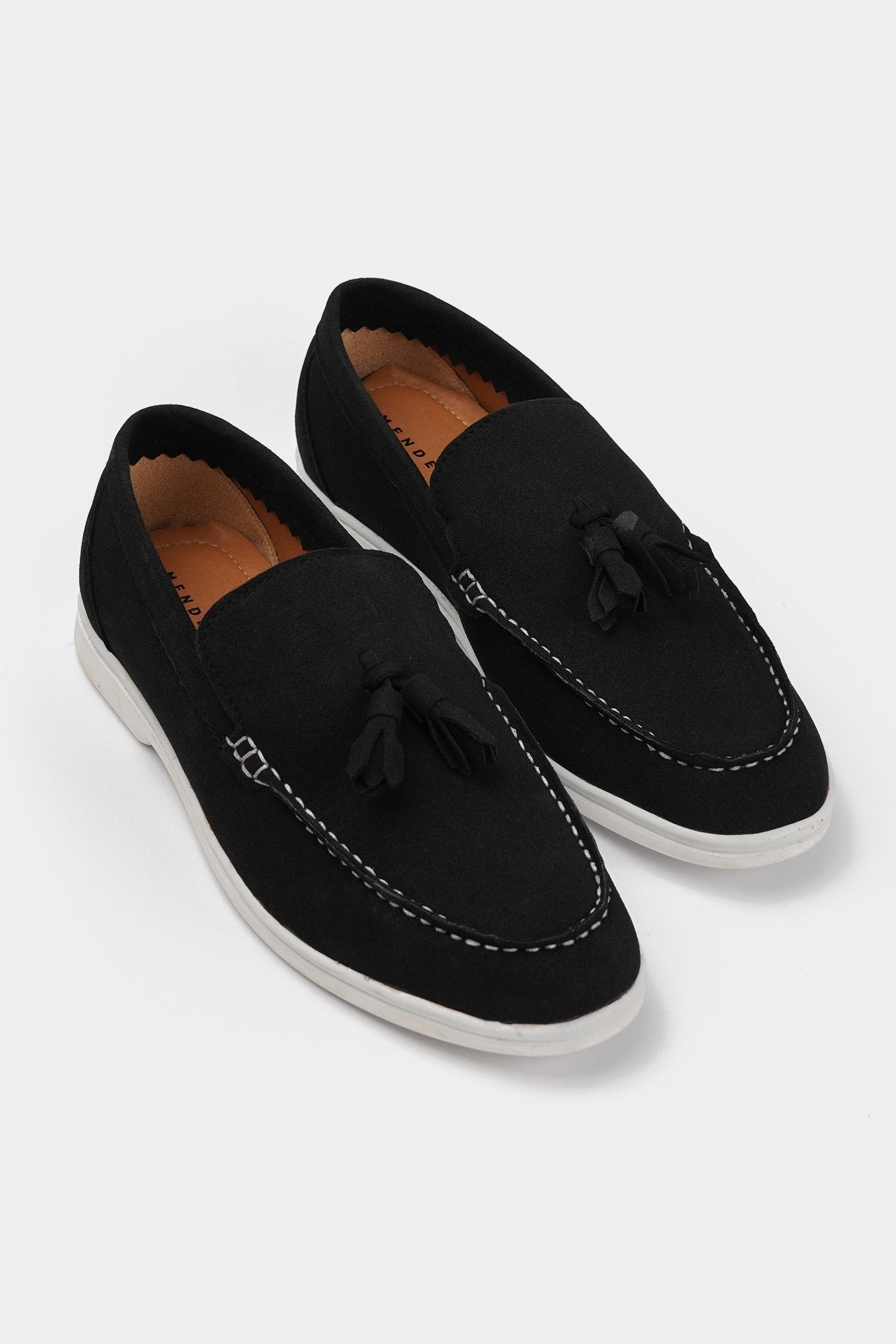 Slip On Suede Loafers - Black - Mendeez