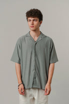 Textured Cuban Shirt - Sage Green - Mendeez