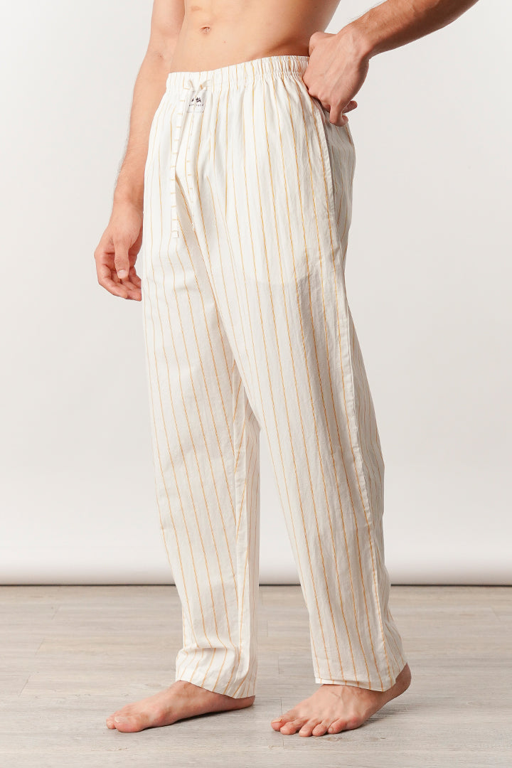 Striped Woven Pajamas - White & Yellow - Mendeez